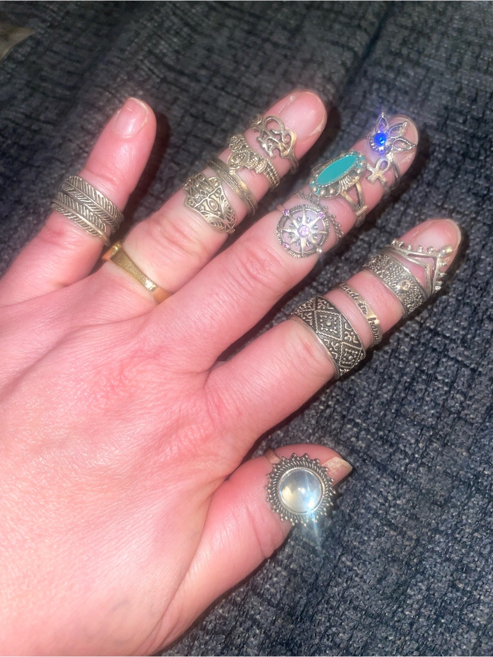 15 BOHO Silver Toned Stackable Rings - Picture 2 of 5